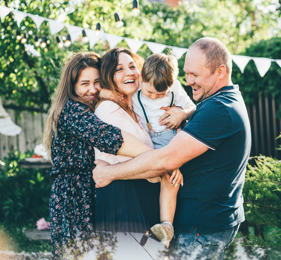 Young family outdoors