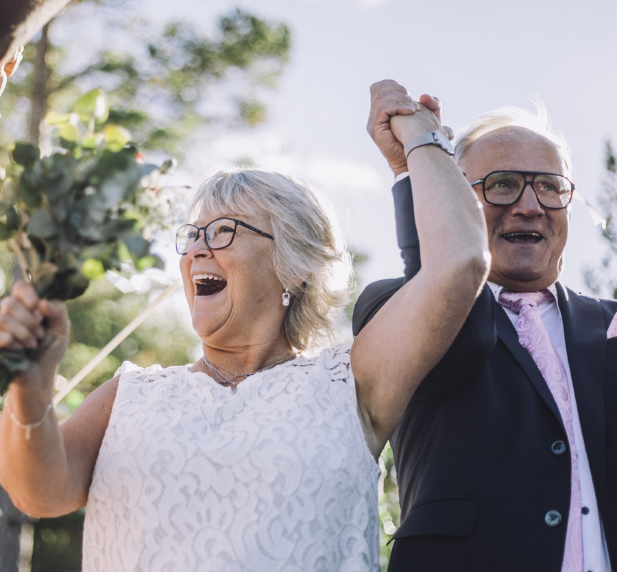 Mature bride and groom