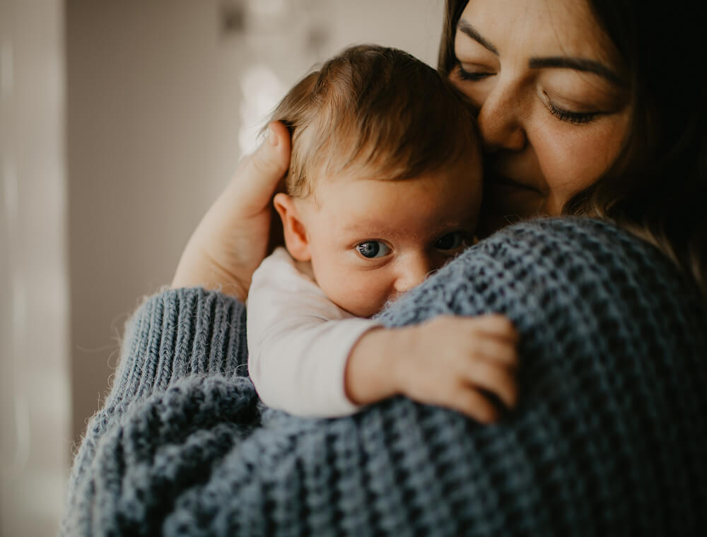 Mother holding baby