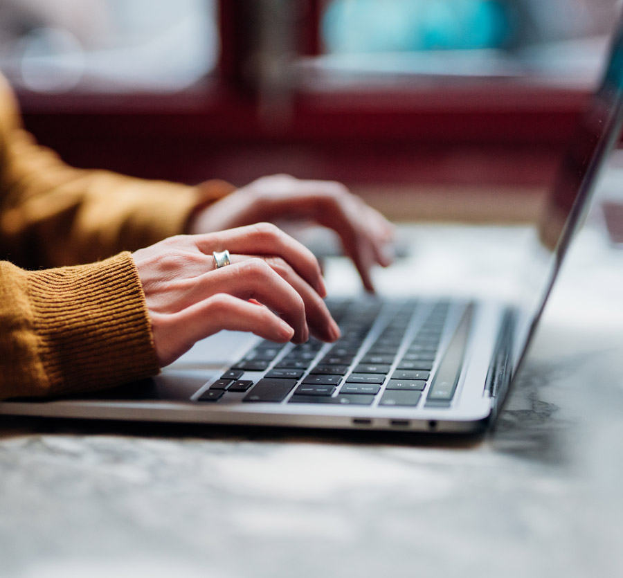 Woman typing