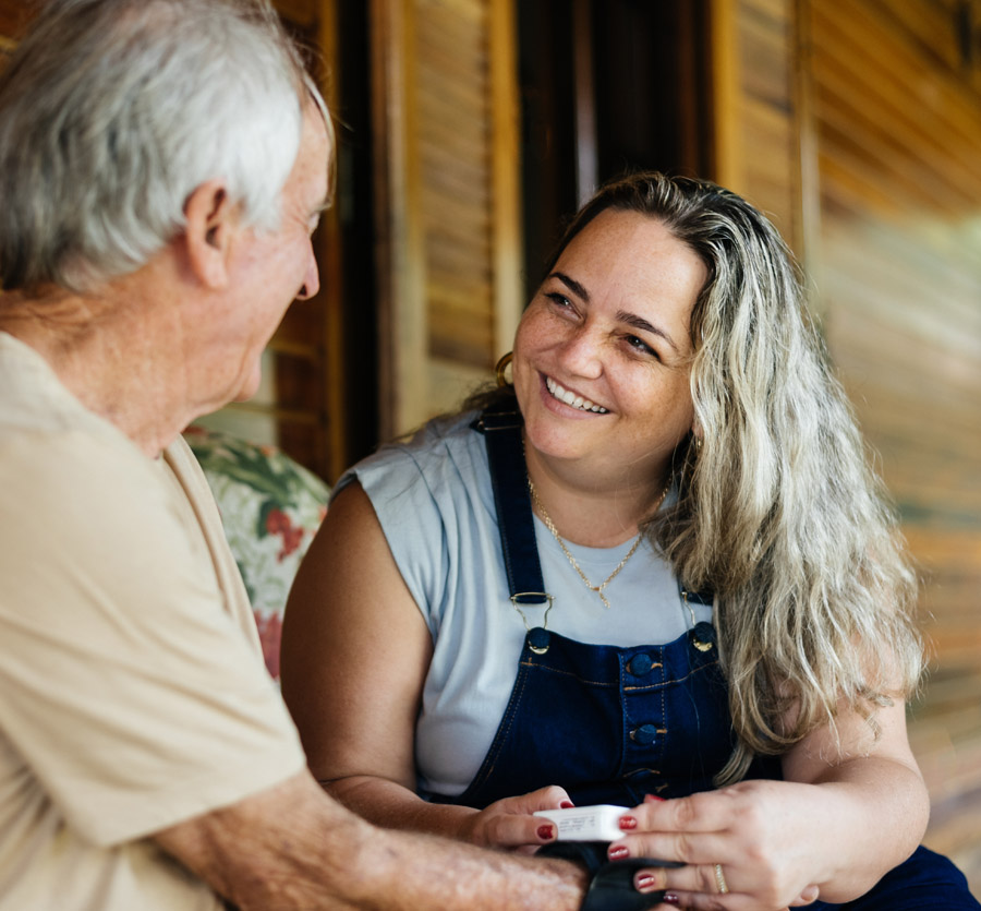 Mature man and caretaker